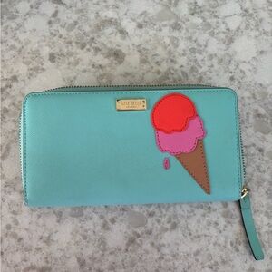 Turquoise Wallet with Ice Cream Design